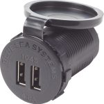 Blue Sea Dual USB 4.8A Charger Port 12/24vDC Socket Mount