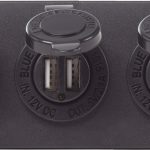 Blue Sea Water-Resistant 12V 15A Circuit Accessory Panel Socket, 2-Dual USB, Volt Meter