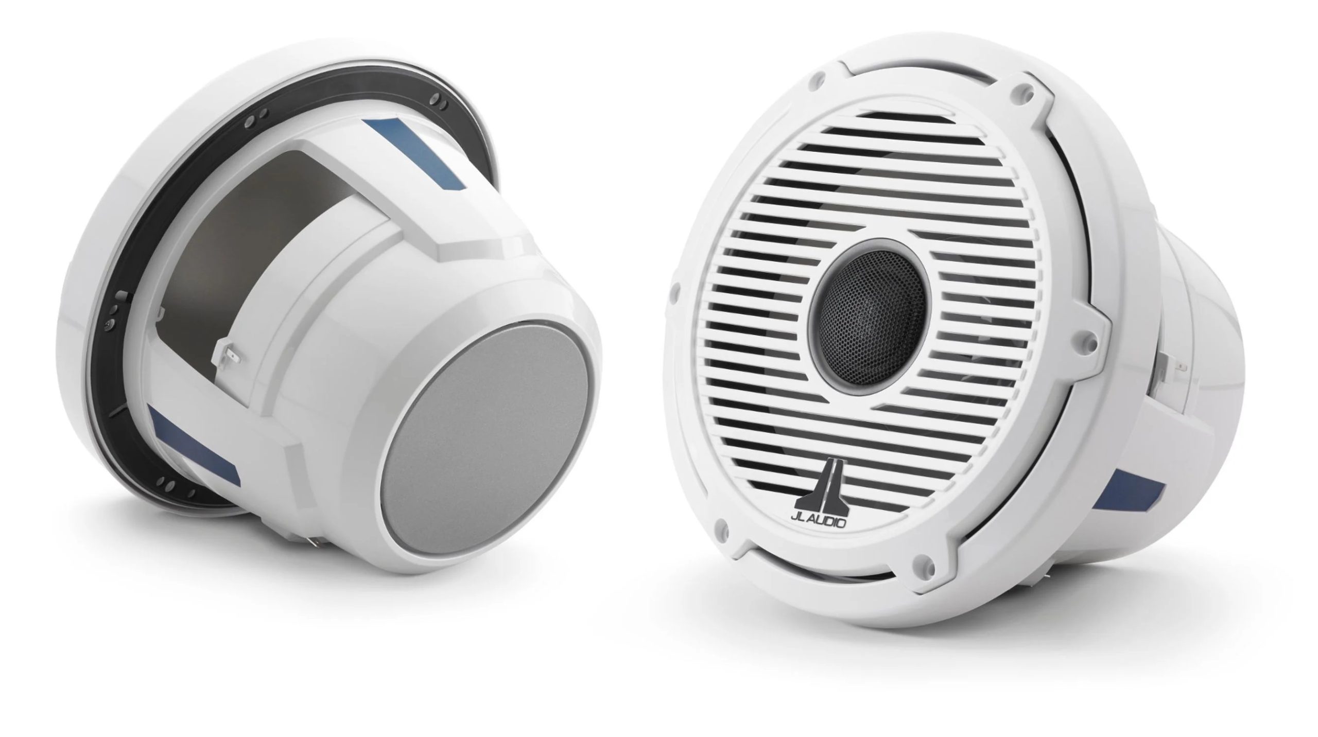 JL Audio M6 8.8in Coaxial Speakers White Classic Grille Black Tweeter for Boats & Marine Engines