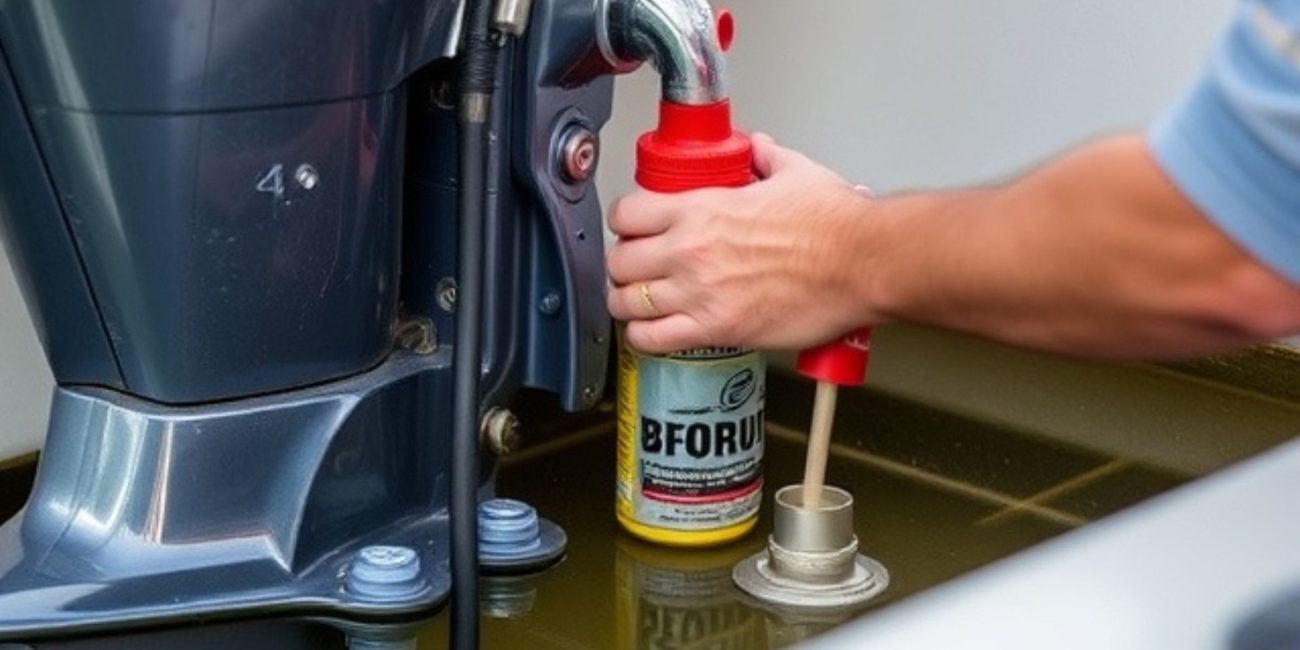 outboard lower unit oiling process on a marine engine