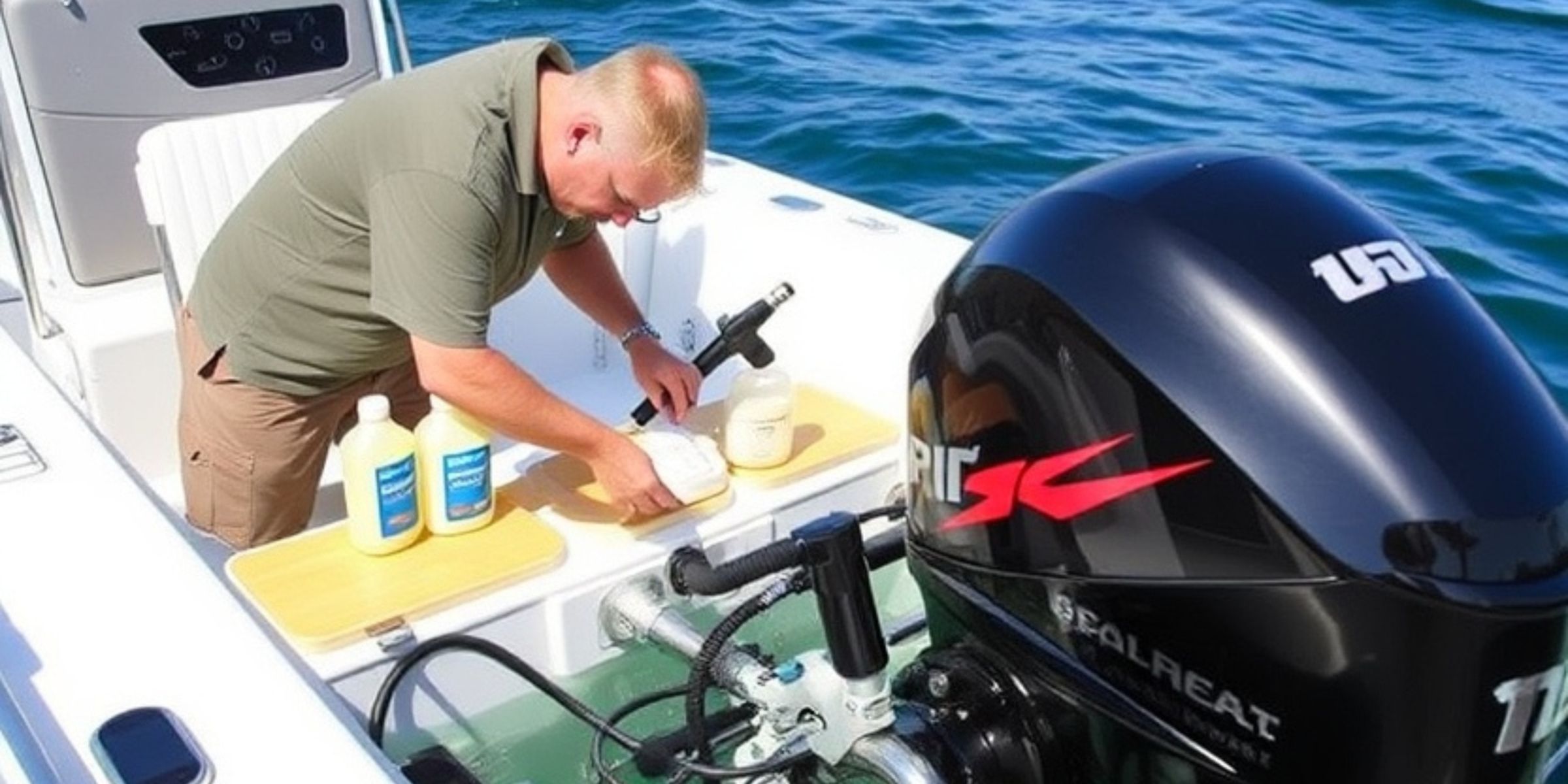 Properly applying oil for outboard motor lower units with tools and clean oil