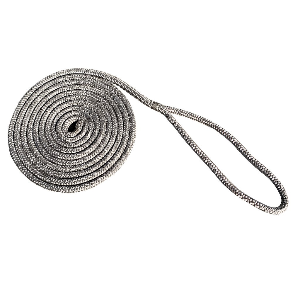 101241XL.jpg New England Rope 3/8" x 25' Nylon Double Braid Dock Line - Grey - Image 1