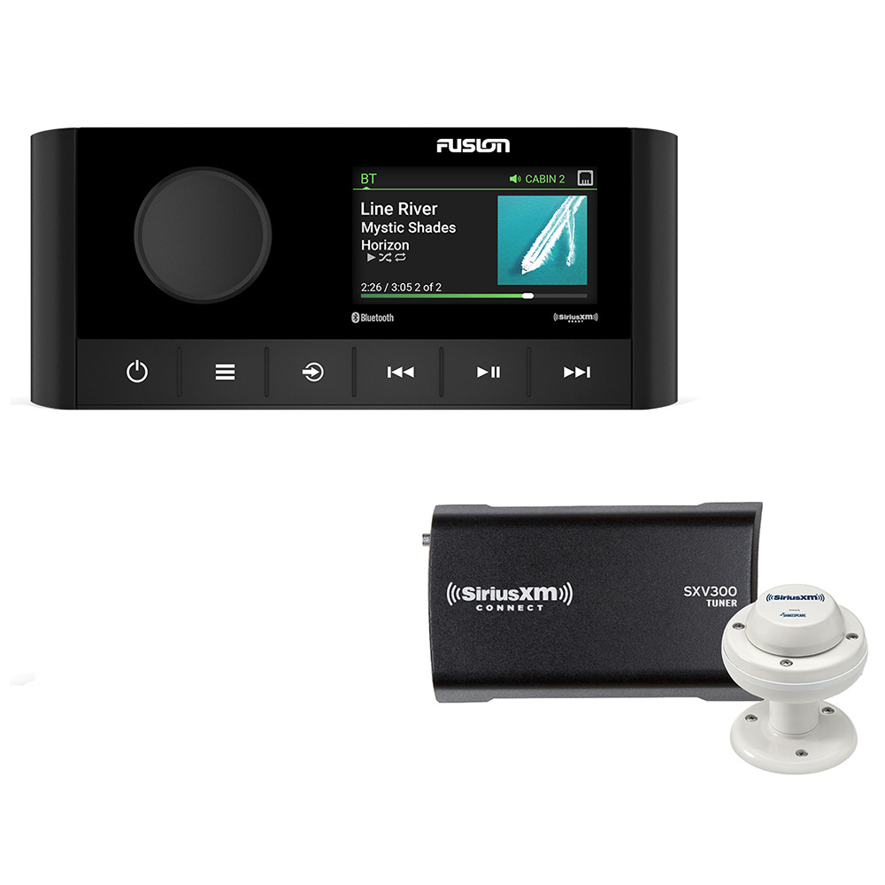 Fusion MS-RA210 2-Zone USB Stereo w/SiriusXM SXV300 Connect Tuner & Marine/RV Antenna