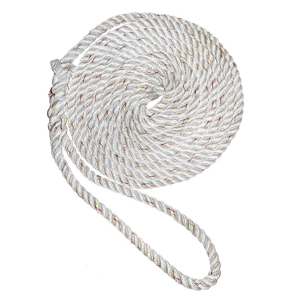 76607XL.jpg New England Ropes 1/2" Premium 3-Strand Dock Line - White w/Tracer - 35' - Image 1