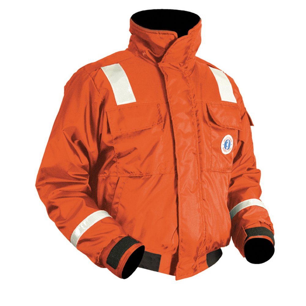 93321XL.jpg Mustang Classic Flotation Bomber Jacket w/Reflective Tape - Orange - XXL - Image 1
