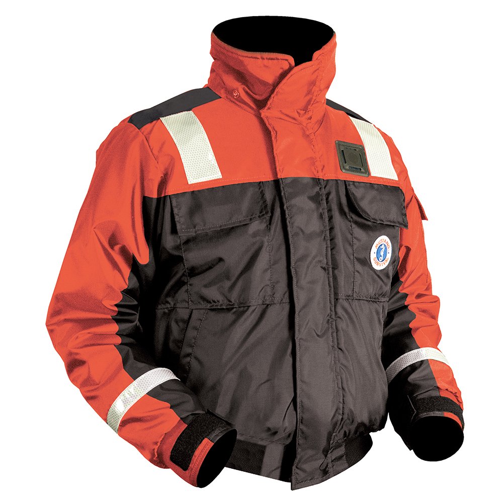 93329XL.jpg Mustang Classic Flotation Bomber Jacket w/Reflective Tape - Orange/Black - XXXL - Image 1