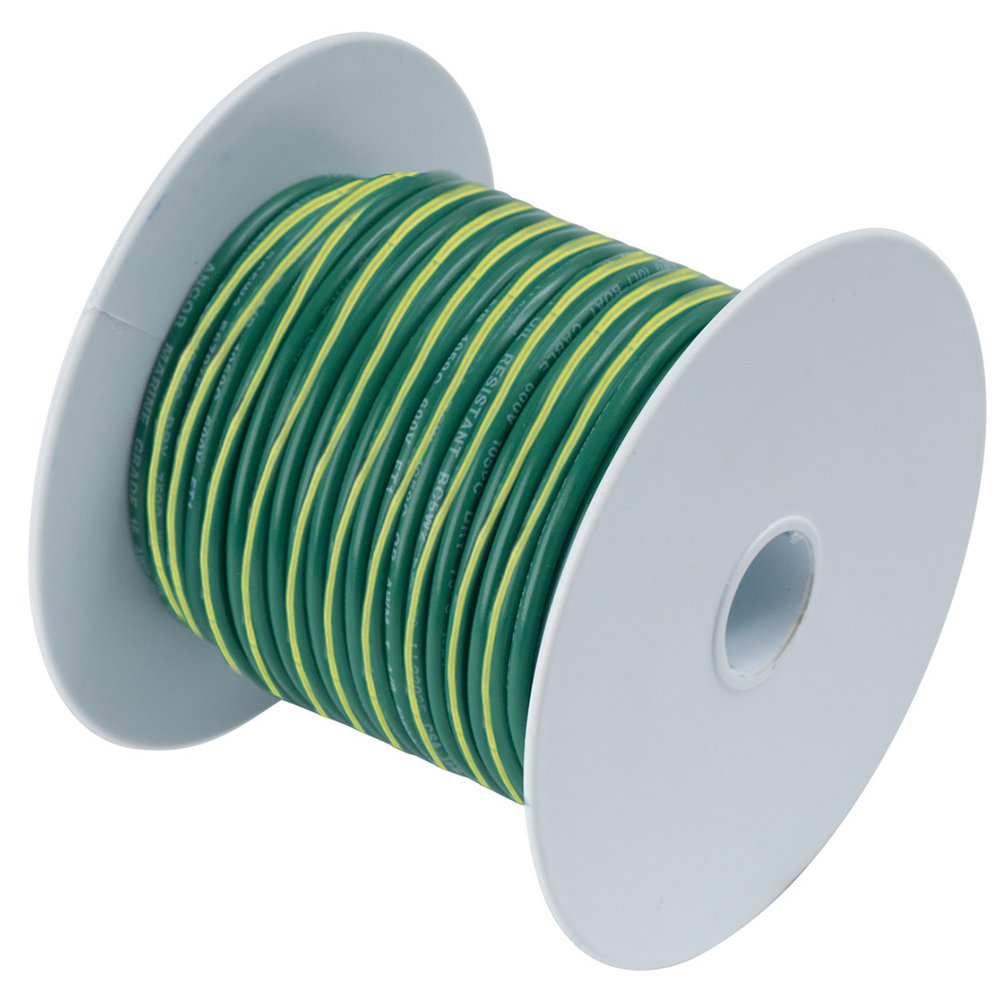 60926XL.jpg Ancor Green w/Yellow Stripe 10 AWG Tinned Copper Wire - 500' - Image 1